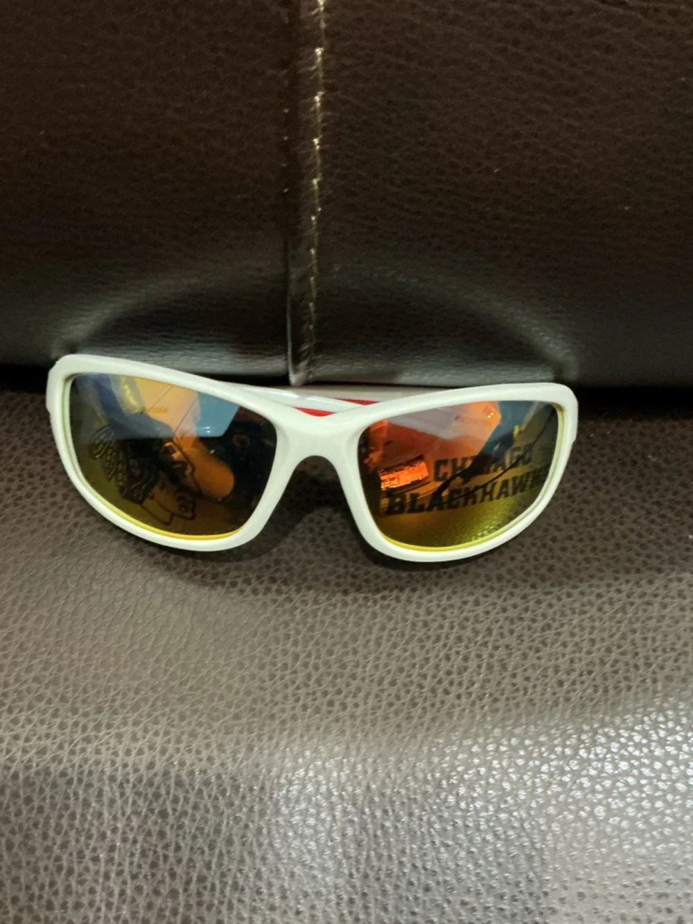 Chicago Blackhawks White/Orange Mirror Wrap Sunglasses